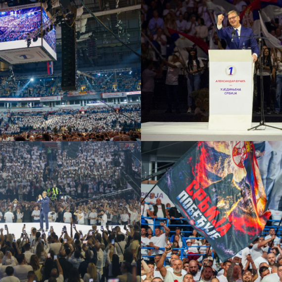 Veličanstvena atmosfera; U toku je veliki skup – Arena prepuna, veliki broj mladih; Govori Vučić FOTO/VIDEO