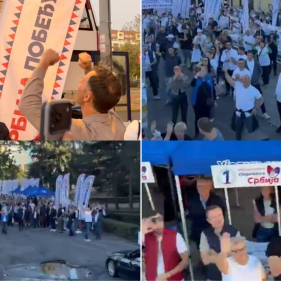 Dabl deker krstari Novim Beogradom: Narod pruža podršku Vučiću i listi "Ujedinjena Srbija" FOTO/VIDEO