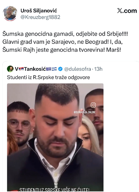 Blokader brutalno izvređao Srbe iz Republike Srpske: Vi ste genocidna tvorevina, Šumski Rajh FOTO