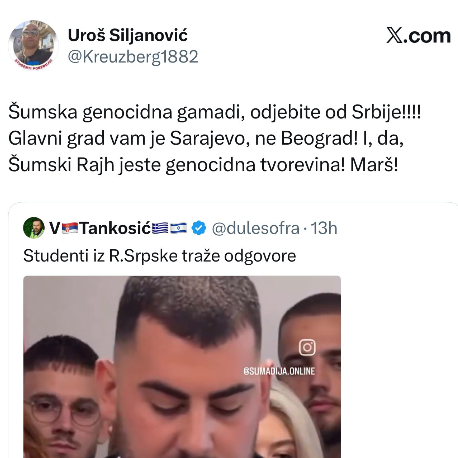 Blokader brutalno izvređao Srbe iz Republike Srpske: "Vi ste genocidna tvorevina, Šumski Rajh" FOTO