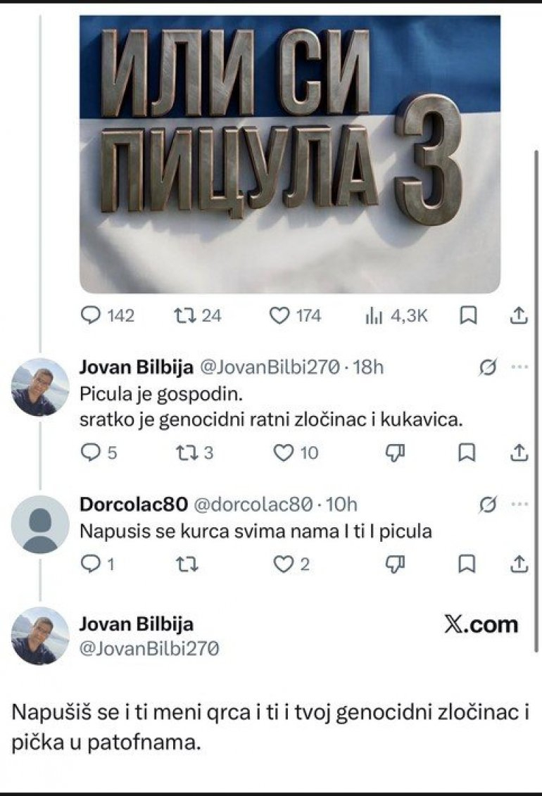 Simpatizer Studentske liste: Picula je gospodin, a Ratko Mladić genocidni zločinac FOTO
