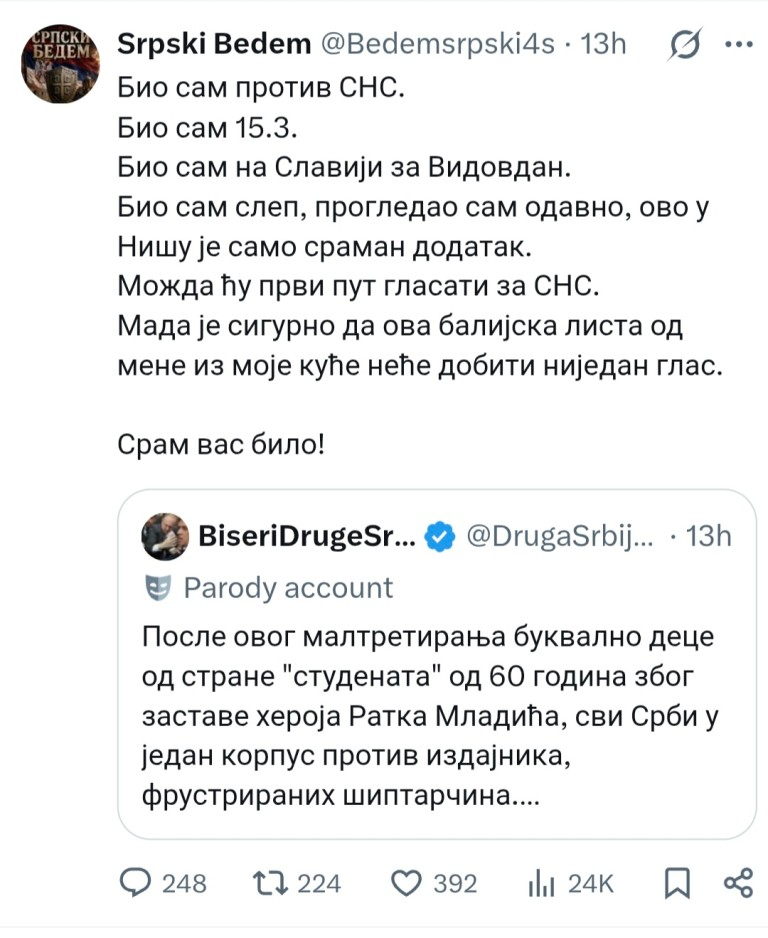 Blokaderi se okreću: Bio sam slep, ovo u Nišu je sramno; Možda ću prvi put glasati za SNS