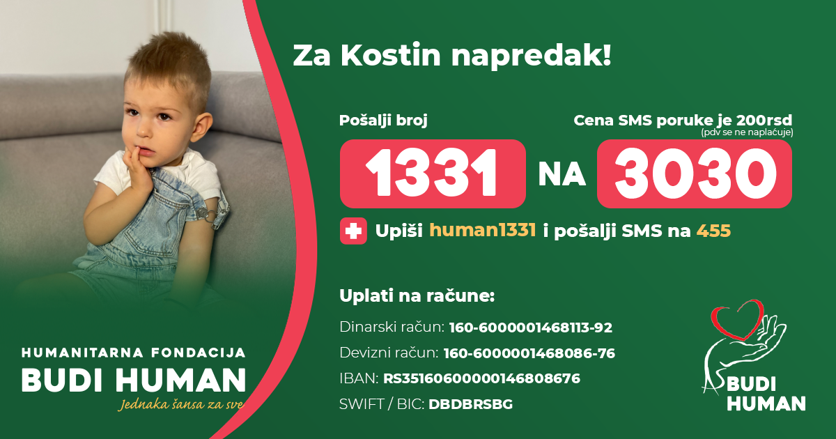 Kostu čeka dug put do genske terapije: Za njegov napredak pošalji 1331 na 3030