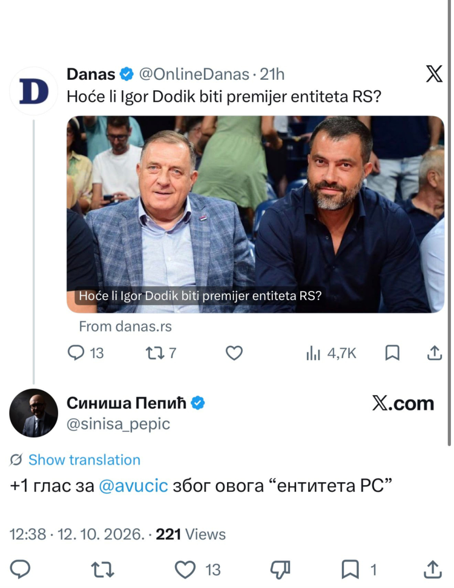 Nižu se reakcije na tekst Danasa; Plus jedan glas za Vučića zbog ovoga 