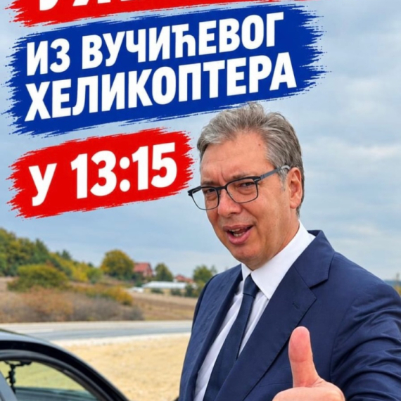 Uživo iz "Vučićevog helikoptera"; Vučić: "U 13.15 na TikToku i Instagramu" FOTO
