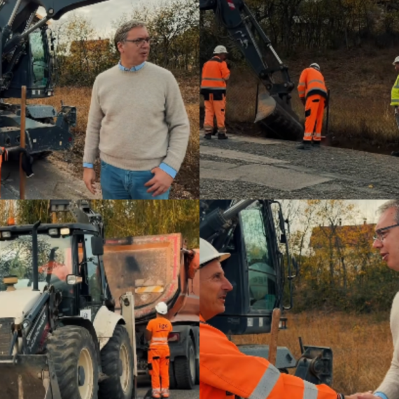 Vučić obišao radove na putu Zlot - Podgorac: Građani će dobiti 12 km novog asfalta VIDEO