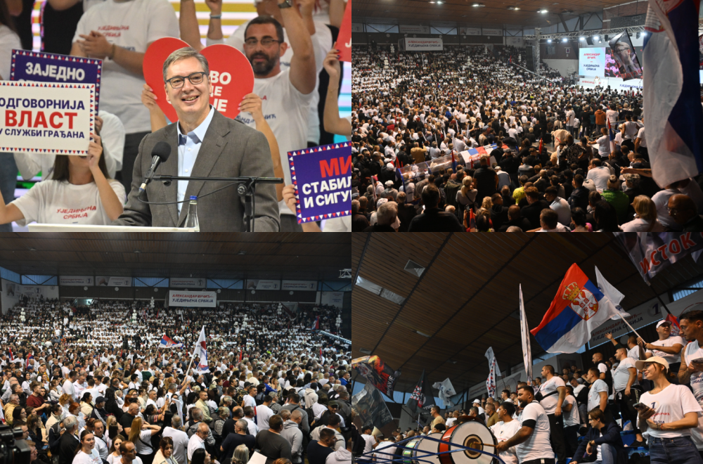 Puna hala "Timok" u Zaječaru; Vučić se obraća velikom broju okupljenih građana