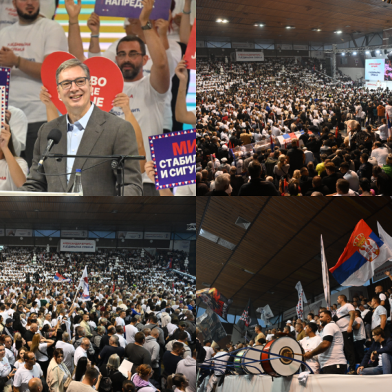 Puna hala "Timok" u Zaječaru; Vučić se obraća velikom broju okupljenih građana