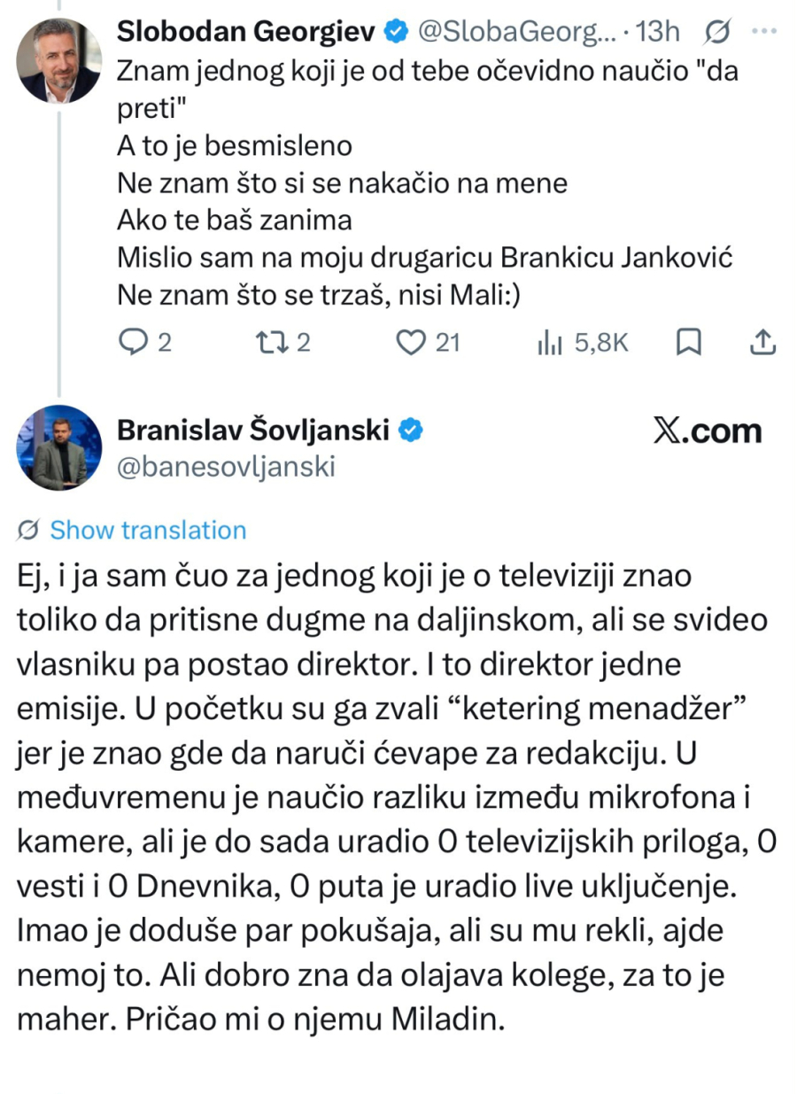 Šovljanski isprozivao Georgieva: Ketering menadžer, znao gde da naruči ćevape za redakciju FOTO