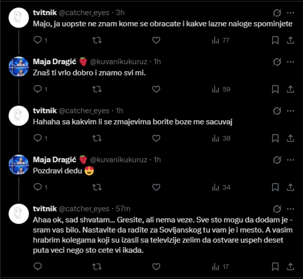 Tatalović napala bivšu koleginicu, usledila oštra replika: Znamo da pišeš sa lažnog profila, pozdravi dedu