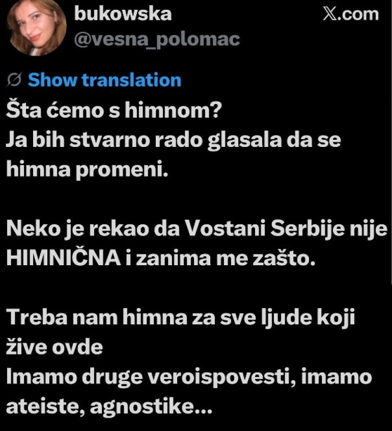 Studentska lista zahteva: Hoćemo drugačiju himnu – Bože pravde im previše srpska