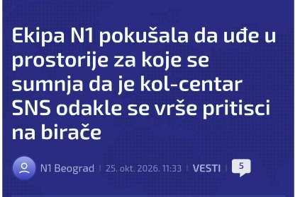 N1 sabotira listu Aleksandar Vućić - Ujedinjena Srbija; Ponovo upadaju u kol centre koje imaju sve stranke