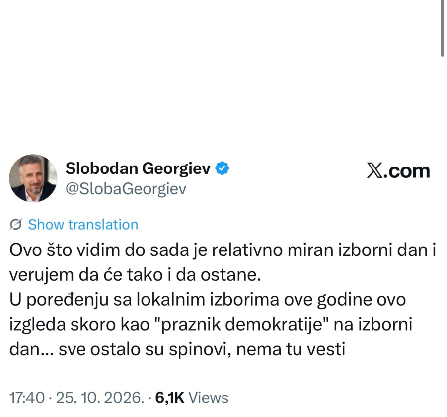 I Slobodan Georgiev priznao: Ovo su bili najdemokratskiji izbori