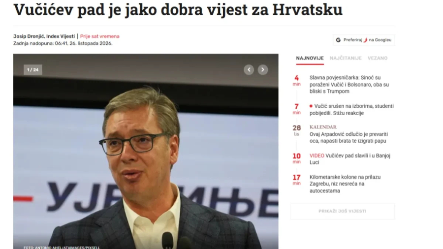 Slavlje u hrvatskim medijima: Vučićev pad je jako dobra vest za Hrvatsku FOTO