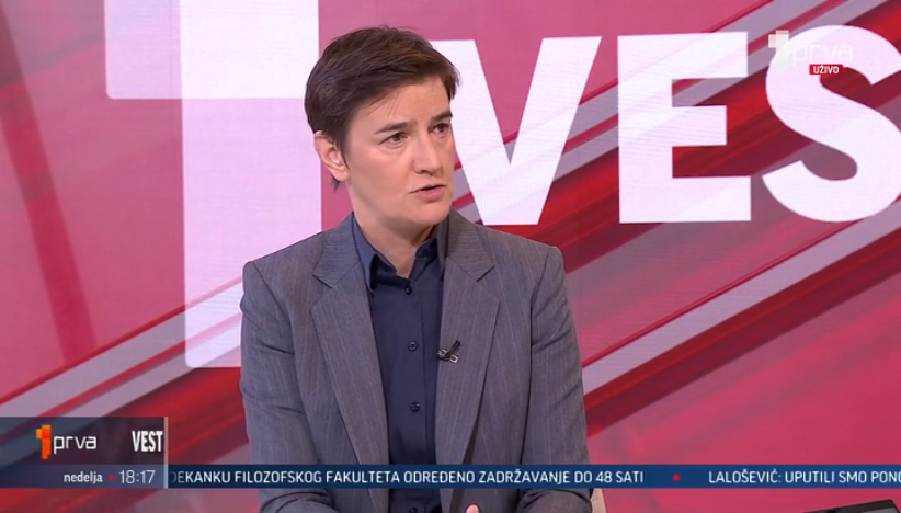 Gost Vesti na TV Prva Ana Brnabić