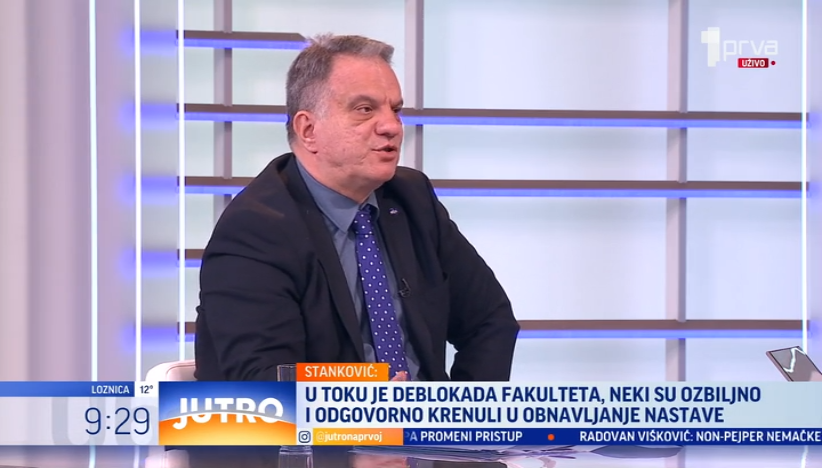 Ministar prosvete Dejan Vuk Stanković gost TV Prva
