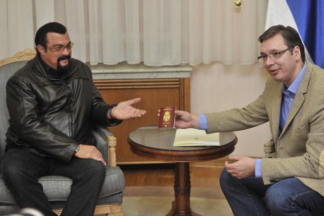 PM presents Serbian passport to Steven Seagal