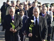 Levy (R) is seen during the central state commemoration in Belgrade on Wednesday (Tanjug)