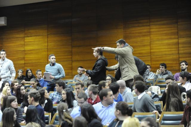EU official's lecture disrupted by protesters