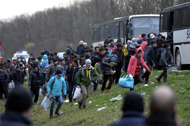 Migrants and refugees near the Serbia-Croatia border on Feb. 22 (Tanjug)
