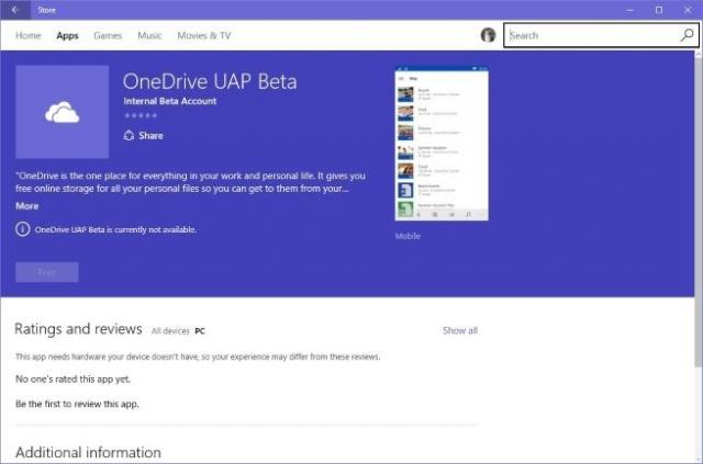 Microsoft radi na OneDrive Universal aplikaciji za Windows 10