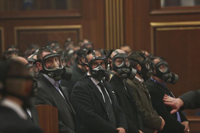 More tear gas in Kosovo's assembly; water thrown at PM