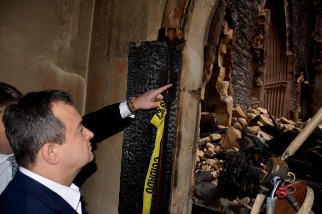 Dacic tours Serbian church in NYC destroyed in Easter fire