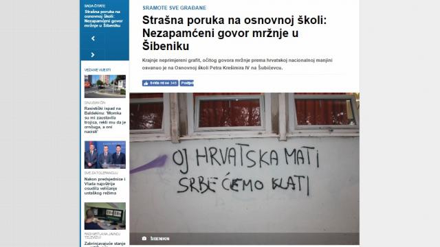 Okolina Šibenika: "Oj Hrvatska, mati, Srbe æemo klati"