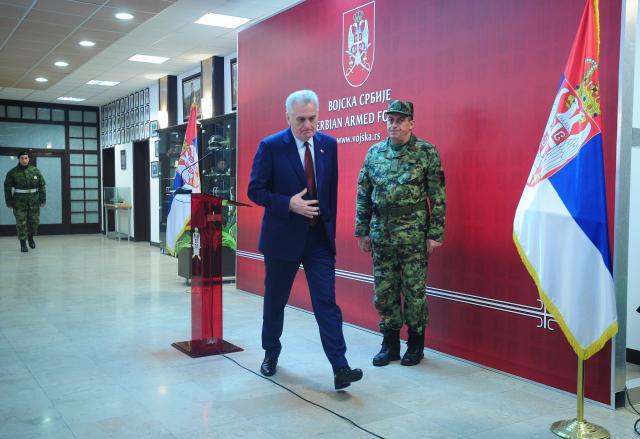 Nikolic is seen at the General Staff on Sunday (Tanjug)