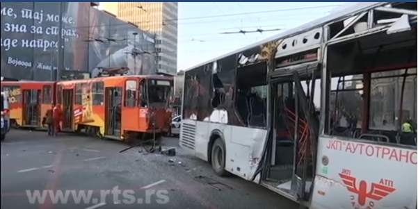 City bus and tram collide in downtown Belgrade