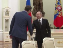 Vucic and Putin are seen in the Kremlin earlier in the week