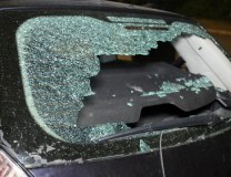 The car damaged during Monday's incident (Tanjug)