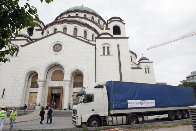 Massive mosaic for St. Sava's Temple arrives from Russia
