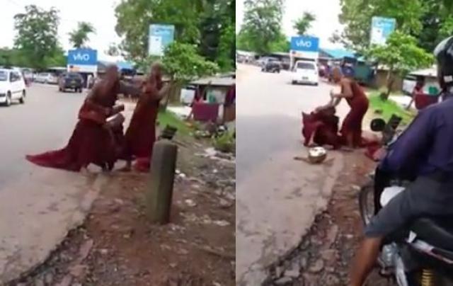 Prizor koji se retko viđa: Tuča budističkih monaha nasred ulice