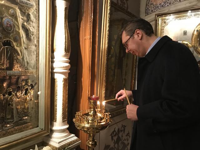 President celebrates in Serbian church in Moscow