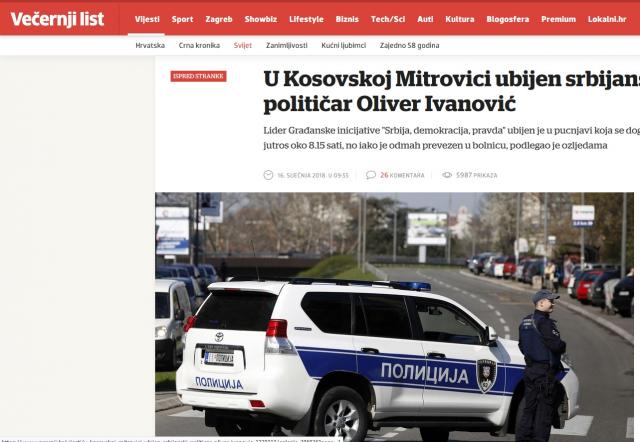 Ubistvo Ivanovića glavna vest u regionu