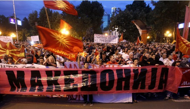 Protest in Skopje against name deal; president won't sign it