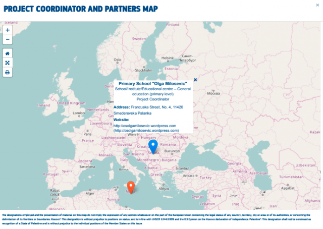 Palanačka škola na mapi Evrope, 