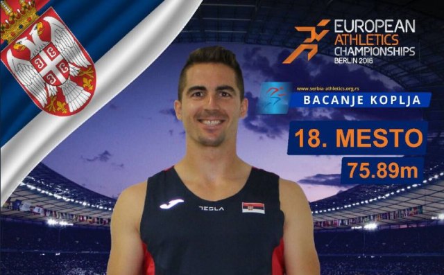 Vedran Samac 18. u bacanju koplja u Evropi