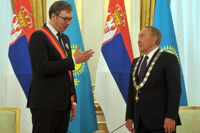 Serbian and Kazakh presidents exchange state decorations