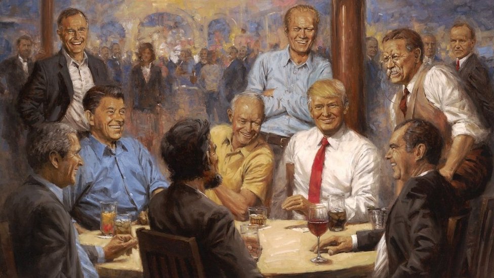 Slika Trampa među bivšim predsednicima okačena u Beloj kući
