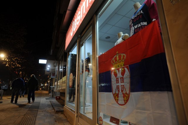 North Kosovo town adorned with Serbian flags as "response"