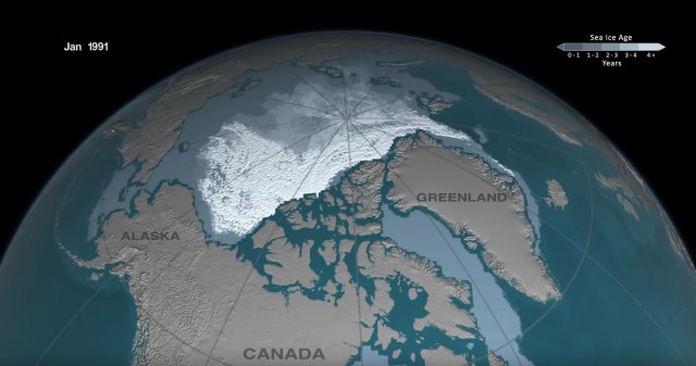Nadrealna animacija: Otapanje leda na Arktiku u proteklih 25 godina