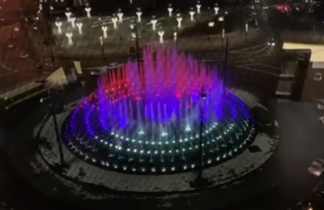 Serbian/Russian colors light up Belgrade fountain/VIDEO