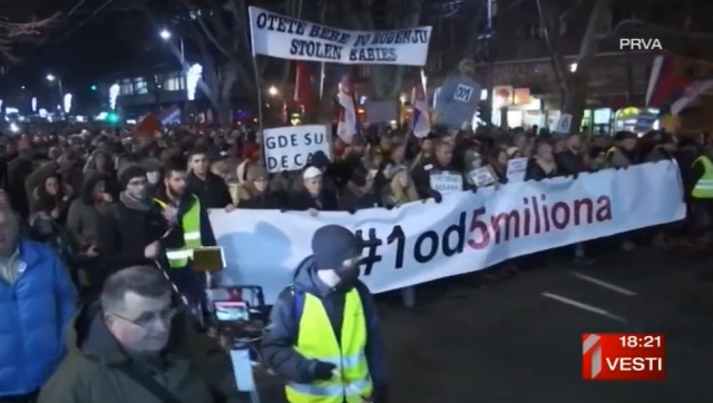 Deseti protest "1 od 5 miliona" u Beogradu