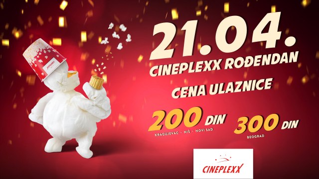 Praznik bioskopa Cineplexx uz snižene cene karata: 300 u Beogradu i 200 dinara u ostalim gradovima
