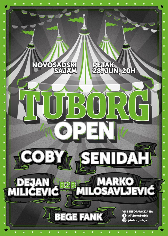 B92 i Tuborg poklanjaju 10 x 2 karte za Tuborg OPEN žurku u Novom Sadu