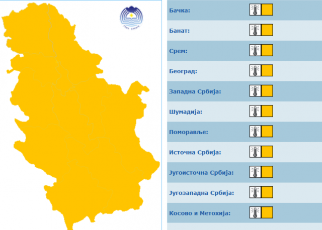 Vreli talas još traje: Cela Srbija "narandžasta", osveženje stiže u utorak