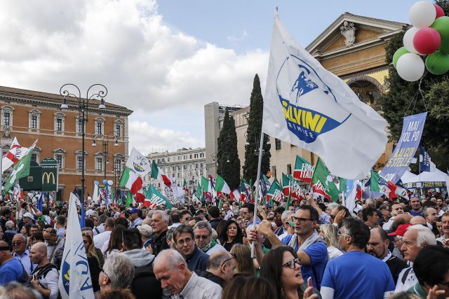 Salvini predvodi protest u Italiji, a tu je i Berluskoni VIDEO/FOTO
