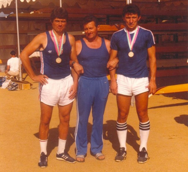 Foto: Milorad Stanulov/sa Zoranom Panèiæem i trenerom Srboljubom Saratliæem, Olimpijske igre Los Anðeles 1984.